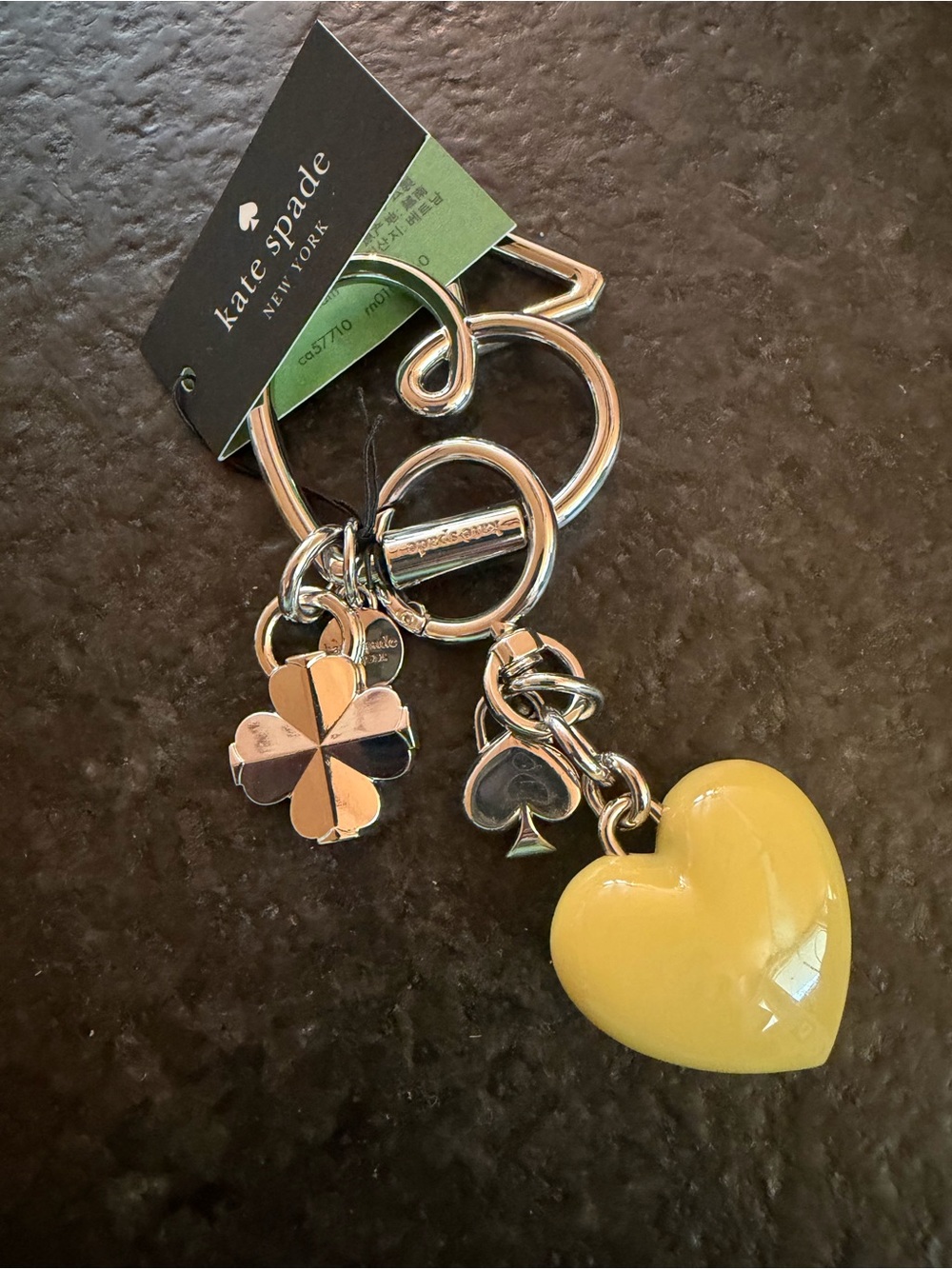 kate spade Yellow Heart & Silver Charm Key Fob